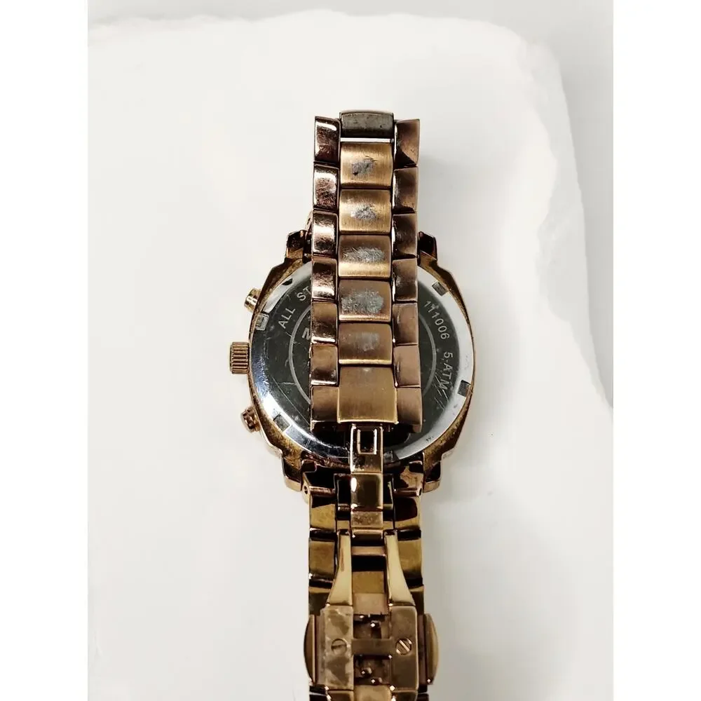 Michael Kors Rose Gold MOP Dial Crystal Chronograph Watch MK5336 New Battery
